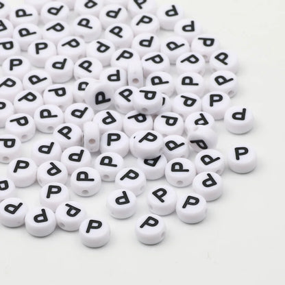 50/100/200pcs/lot 7x4mm White Round A-Z Alphabet Letter Acrylic Loose Spacer Beads for Jewelry Making Diy Bracelet Accessories