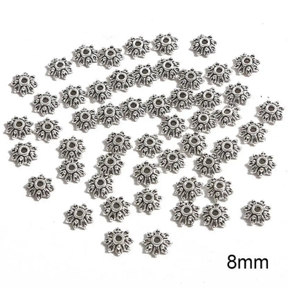 50pcs Tibetan Antique Silver Color Gold Leaf Flower Bead End Caps For Jewelry Making Needlework Spacer Bead Caps DIY Accessories