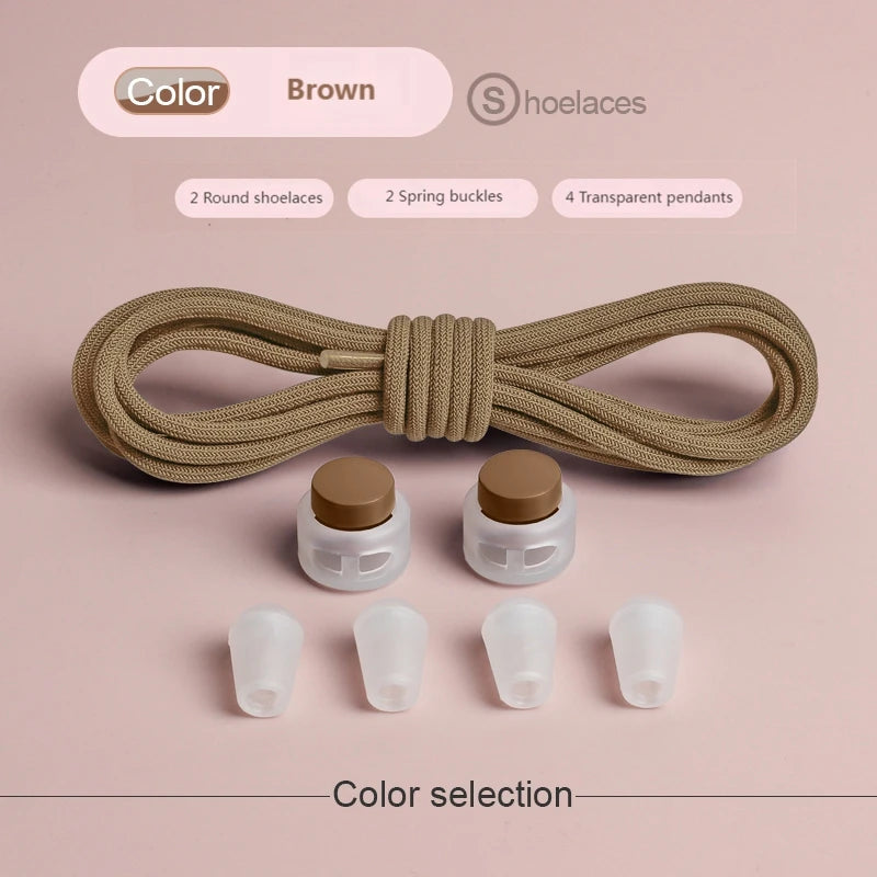 Spring Lock Shoelaces Without ties Elastic laces Sneakers Kids Adult Quick Shoe laces Rubber Bands Round No tie Shoeace Shoes