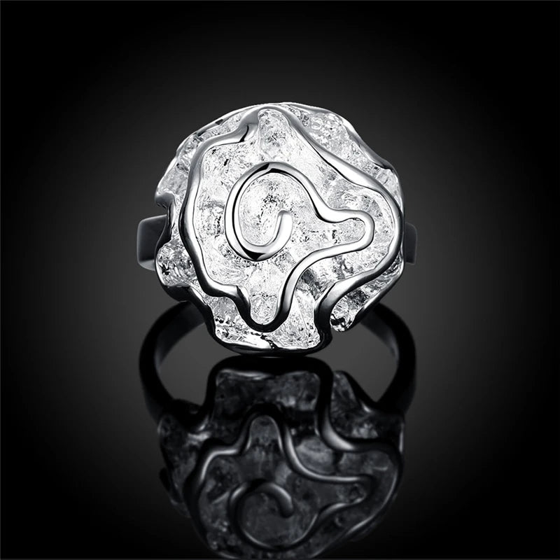 DOTEFFIL 925 Sterling Silver Rose Ring For Women Fashion Wedding Engagement Party Jewelry