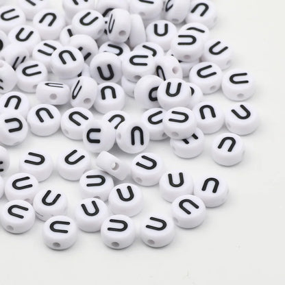 50/100/200pcs/lot 7x4mm White Round A-Z Alphabet Letter Acrylic Loose Spacer Beads for Jewelry Making Diy Bracelet Accessories