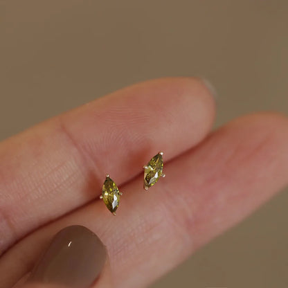 925 Sterling Silver Plating 14K Gold Earrings Simple Fresh Olive Green Zircon Earrings for Women Party Jewelry Gifts