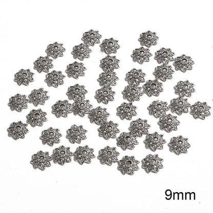 50pcs Tibetan Antique Silver Color Gold Leaf Flower Bead End Caps For Jewelry Making Needlework Spacer Bead Caps DIY Accessories