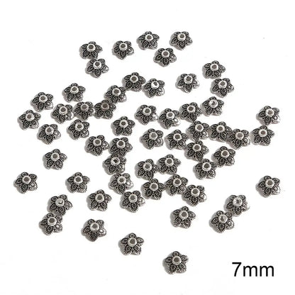 50pcs Tibetan Antique Silver Color Gold Leaf Flower Bead End Caps For Jewelry Making Needlework Spacer Bead Caps DIY Accessories