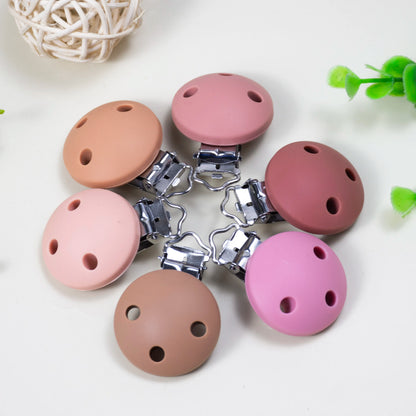 10 PCS 35 MM Round Silicone Clips BPA Free Baby Teething Teether Necklace Accessories Infant Pacifier Holder Chain Nipple DIY
