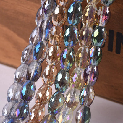 10pcs 12x8mm Oval Cylinder Faceted Cut Crystal Glass Loose Crafts Beads for Jewelry Making DIY