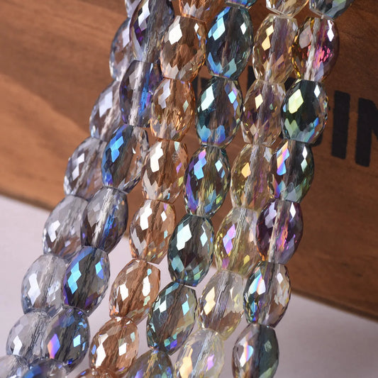 10pcs 12x8mm Oval Cylinder Faceted Cut Crystal Glass Loose Crafts Beads for Jewelry Making DIY
