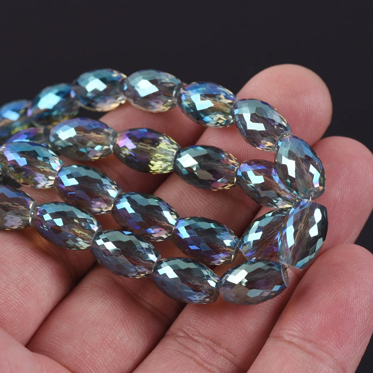 10pcs 12x8mm Oval Cylinder Faceted Cut Crystal Glass Loose Crafts Beads for Jewelry Making DIY