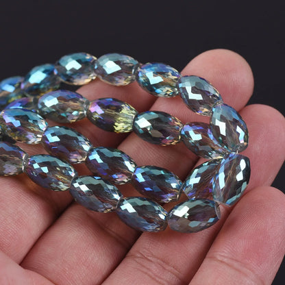 10pcs 12x8mm Oval Cylinder Faceted Cut Crystal Glass Loose Crafts Beads for Jewelry Making DIY