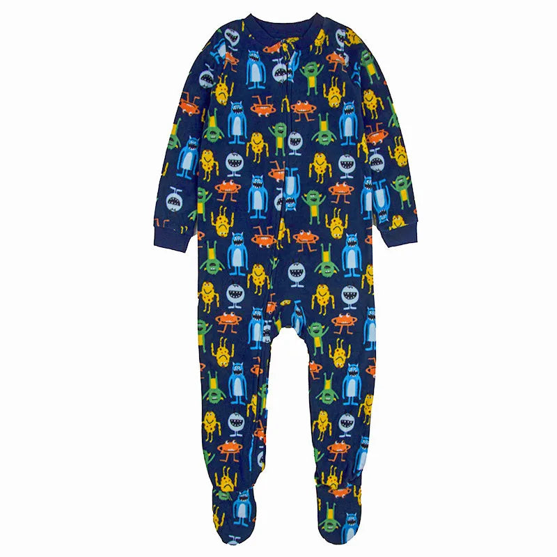 One-Piece Pajamas for Children Aged 3-10, Pajamas for Boys and Girls, Fleece One-Piece Suits, Soft and Warm