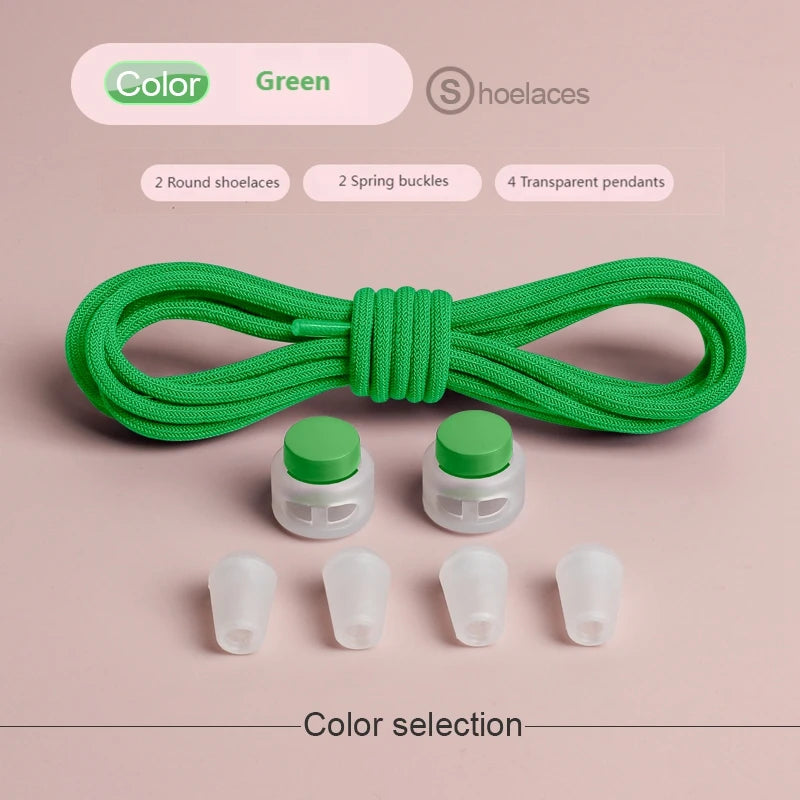 Spring Lock Shoelaces Without ties Elastic laces Sneakers Kids Adult Quick Shoe laces Rubber Bands Round No tie Shoeace Shoes