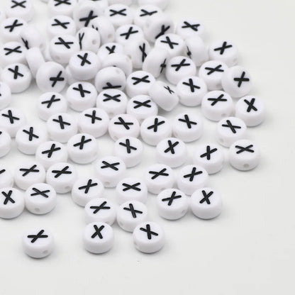 50/100/200pcs/lot 7x4mm White Round A-Z Alphabet Letter Acrylic Loose Spacer Beads for Jewelry Making Diy Bracelet Accessories