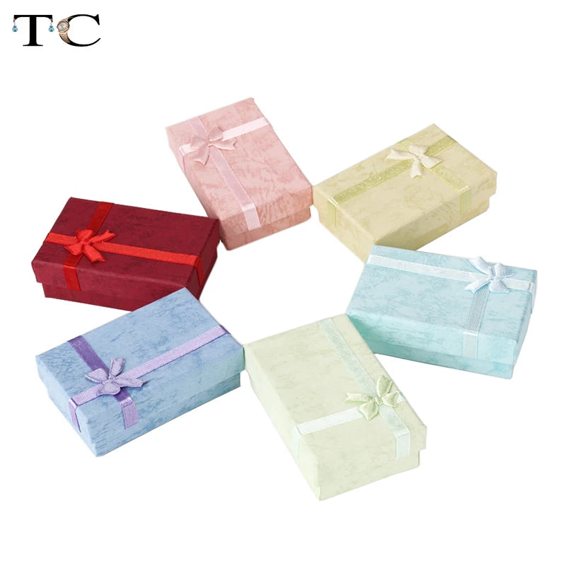 12PCS/lot Assorted Colors Ring Necklace Set Box Trinket Box Necklace Case Earrings Holder 5*8 Packaging Gift Box
