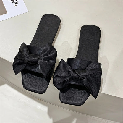New Fashion Satins Wedding Slippers Luxury Women Peep Toe Bedroom Home Sandals Bride Bridesmaid Wedding Shoes With Silk Bow