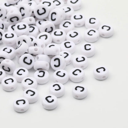 50/100/200pcs/lot 7x4mm White Round A-Z Alphabet Letter Acrylic Loose Spacer Beads for Jewelry Making Diy Bracelet Accessories
