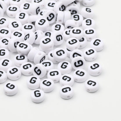 50/100/200pcs/lot 7x4mm White Round A-Z Alphabet Letter Acrylic Loose Spacer Beads for Jewelry Making Diy Bracelet Accessories