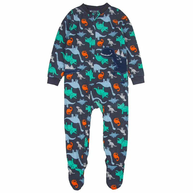 One-Piece Pajamas for Children Aged 3-10, Pajamas for Boys and Girls, Fleece One-Piece Suits, Soft and Warm