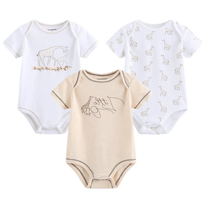 Baby Boy Jumpsuits 3 Pieces Newborn Clothes Set Toddler Girl Bodysuit Kiddiezoom Clothing 100%Cotton Soft Infant Rompers 0-12M