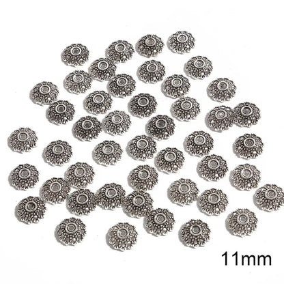50pcs Tibetan Antique Silver Color Gold Leaf Flower Bead End Caps For Jewelry Making Needlework Spacer Bead Caps DIY Accessories