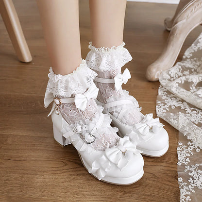 Cross-Strap Bow-Detail Mary Jane Heels