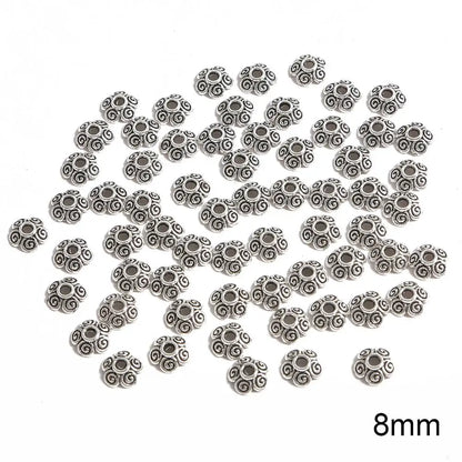 50pcs Tibetan Antique Silver Color Gold Leaf Flower Bead End Caps For Jewelry Making Needlework Spacer Bead Caps DIY Accessories