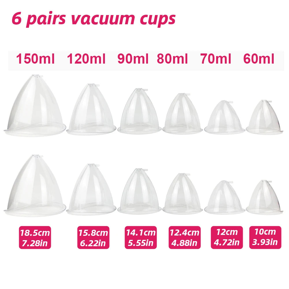 Vacuum Breast Lifting Cups Kit 6 Pairs Nozzle Body Massage Cupping Ass Hip Buttocks Lift Up Enlarger Enlargement Body Shaping