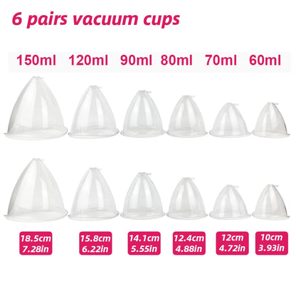 Vacuum Breast Lifting Cups Kit 6 Pairs Nozzle Body Massage Cupping Ass Hip Buttocks Lift Up Enlarger Enlargement Body Shaping