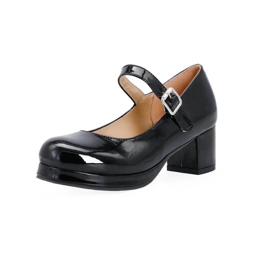 Women's Buckle-Strap Platform Mary Janes