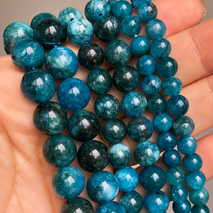 Natural Stone Dark Blue Chalcedony Jades Beads Round Loose Spacer Beads For Jewelry Making 4/6/8/10/12mm DIY Handmade Bracelets