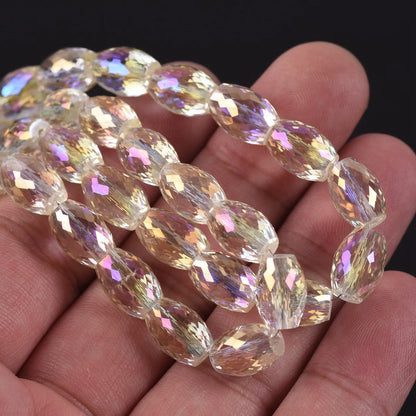 10pcs 12x8mm Oval Cylinder Faceted Cut Crystal Glass Loose Crafts Beads for Jewelry Making DIY