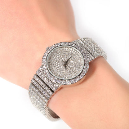 THE BLING KING Women's Luxury Casual Automatic Watch Stainless Steel Iced Out Bling Waterproof Wrist Watches Gift For Women