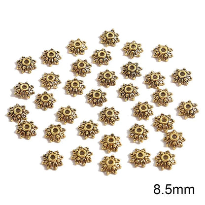 50pcs Tibetan Antique Silver Color Gold Leaf Flower Bead End Caps For Jewelry Making Needlework Spacer Bead Caps DIY Accessories