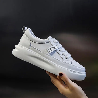 Large Size Autumn Winter New Women's Shoes Leather Light Platform White Shoes Spring Breathable Sports Ladies Flat Casual Shoes