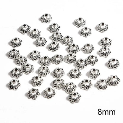 50pcs Tibetan Antique Silver Color Gold Leaf Flower Bead End Caps For Jewelry Making Needlework Spacer Bead Caps DIY Accessories