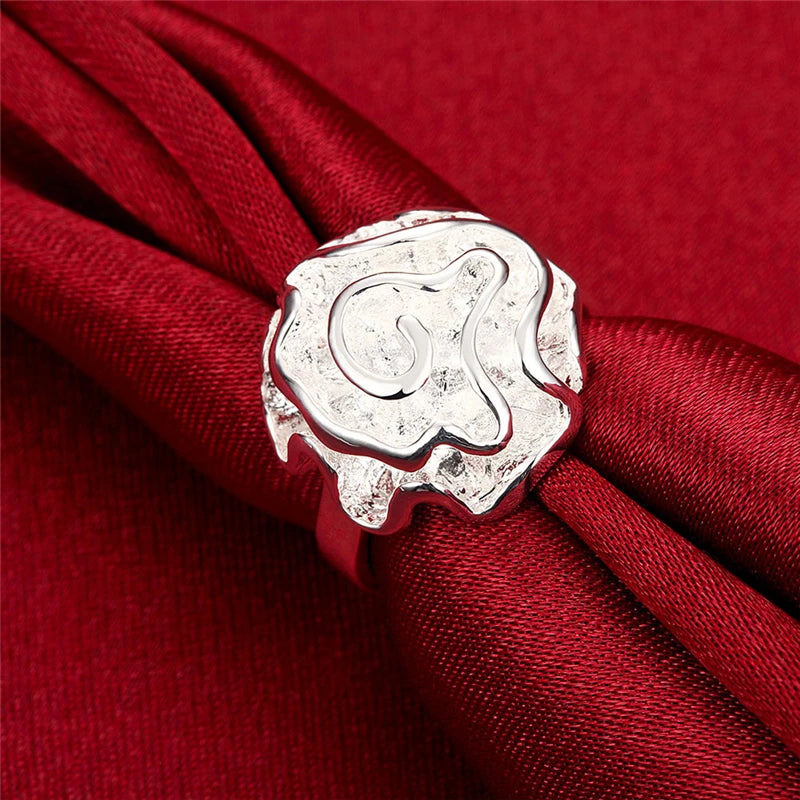 DOTEFFIL 925 Sterling Silver Rose Ring For Women Fashion Wedding Engagement Party Jewelry