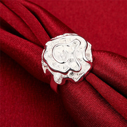 DOTEFFIL 925 Sterling Silver Rose Ring For Women Fashion Wedding Engagement Party Jewelry