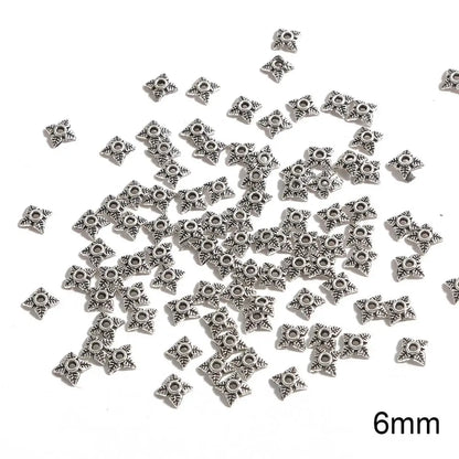 50pcs Tibetan Antique Silver Color Gold Leaf Flower Bead End Caps For Jewelry Making Needlework Spacer Bead Caps DIY Accessories
