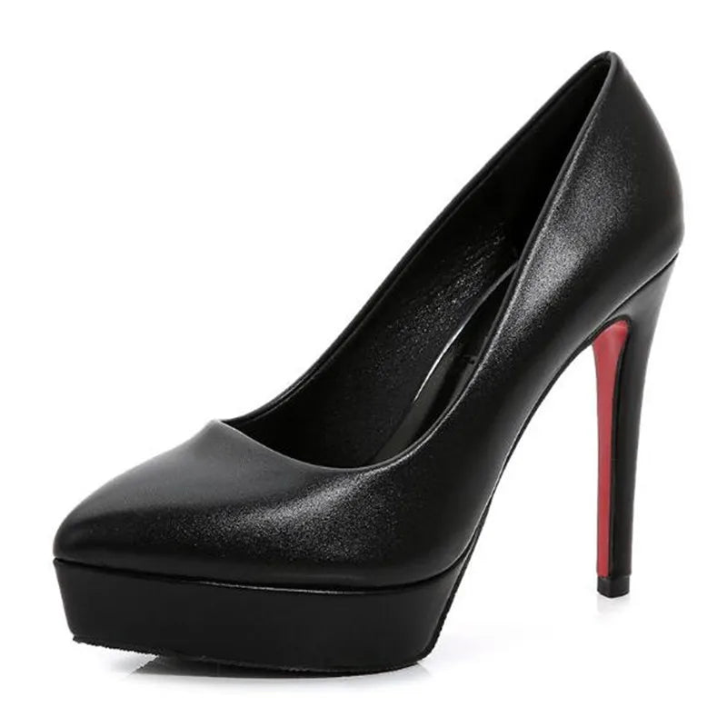 Sexy Pointed Toe Platform High Heels 12Cm Thin Heel Womens Pumps Fashion Small Size Lady Single Shoes Party Dress Shoes