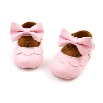 Baby Girls Flat Shoes, First Walker BowKnot Solid Soft Sole Shoes Newborn Girls Princess Shoes