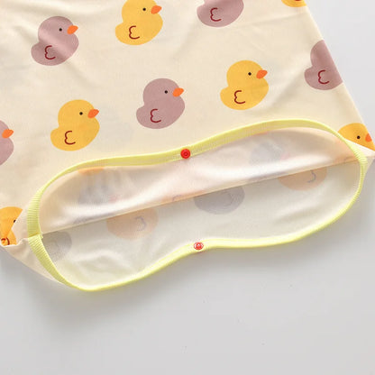 0-3 Years Newborn Ice Silk Thin Sleepwear Print Babysuits Cartoon Romper Summer New Boys Girls Baby Anti Kick Clothing