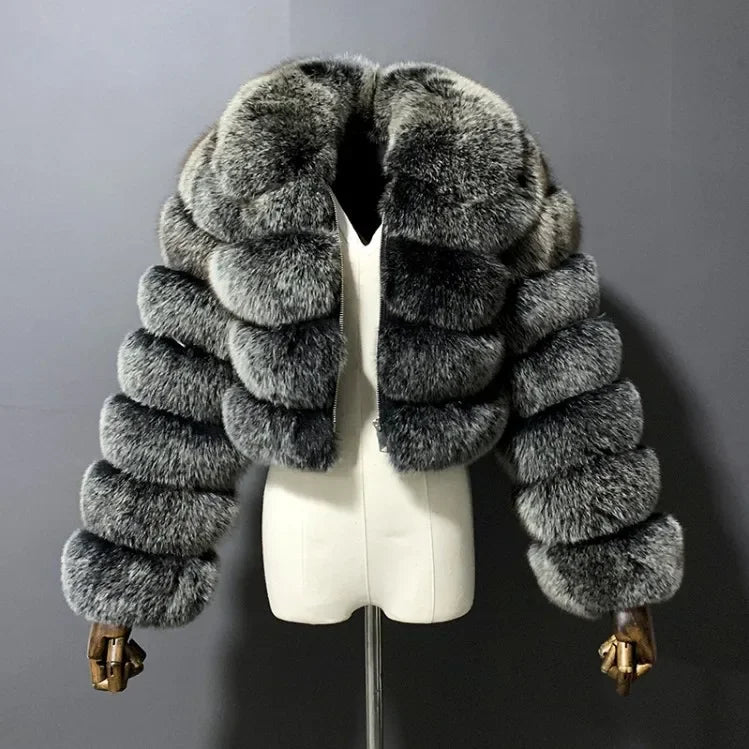 2024 Women's Faux Fur Coat Winter Women Short Warm Thick Faux Fox Fur Coat Vests Raccoon Fake Fur Coat Office Lady Warm Jacket