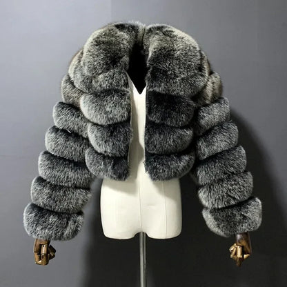 2024 Women's Faux Fur Coat Winter Women Short Warm Thick Faux Fox Fur Coat Vests Raccoon Fake Fur Coat Office Lady Warm Jacket