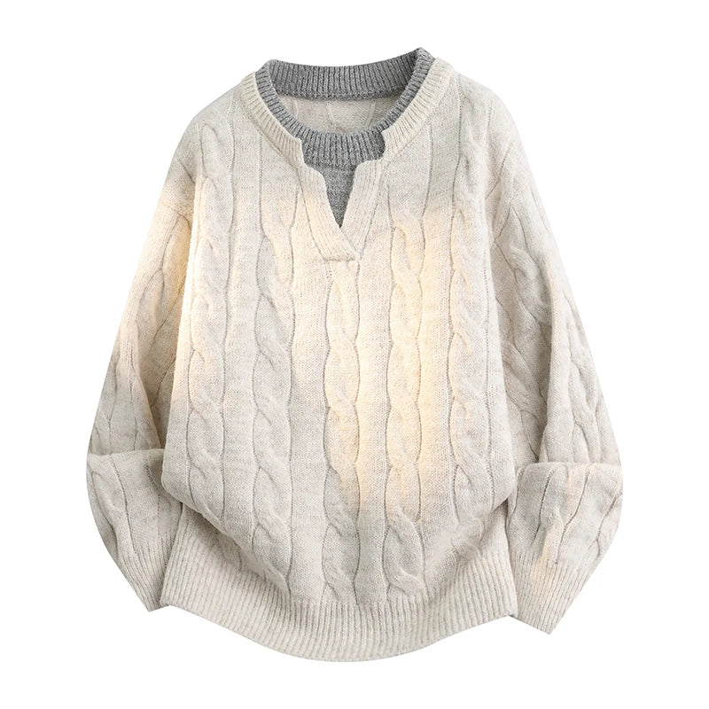Personalized Mens Classic Comfortable Knitted Sweater Autumn Winter New Warm Long Sleeve Sweater top