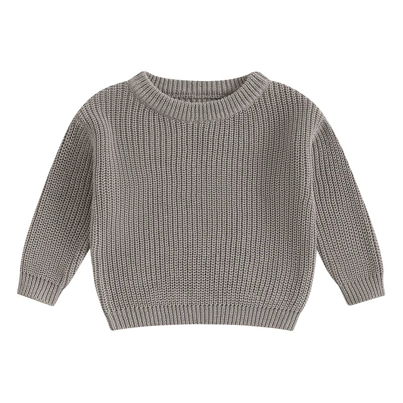Autumn Winter Newborn Baby Girl Boy Knitted Long Sleeve Sweater Solid Loose Pullover Casual Tops Children Sweater Kids Clothes