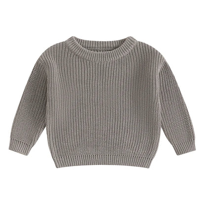 Autumn Winter Newborn Baby Girl Boy Knitted Long Sleeve Sweater Solid Loose Pullover Casual Tops Children Sweater Kids Clothes