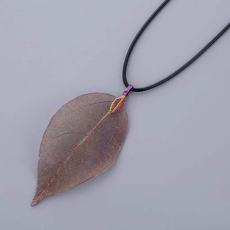 Fashion Unique Natural Real Leaf Choker Pendant Necklace For Women True Leaves Shape Filigree Wedding Necklace Jewelry Gift