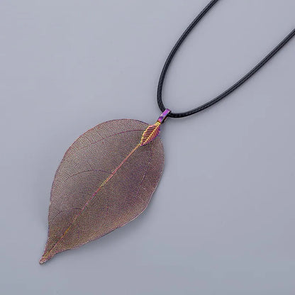 Fashion Unique Natural Real Leaf Choker Pendant Necklace For Women True Leaves Shape Filigree Wedding Necklace Jewelry Gift