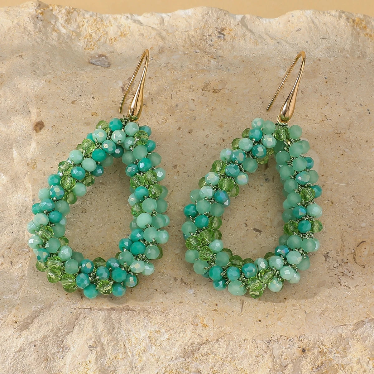 Boho Style Multicolor Water Drop Earrings for Women Elegant Handmade Crystal Beads Hanging Earrings Summer Beach Party Jewelry