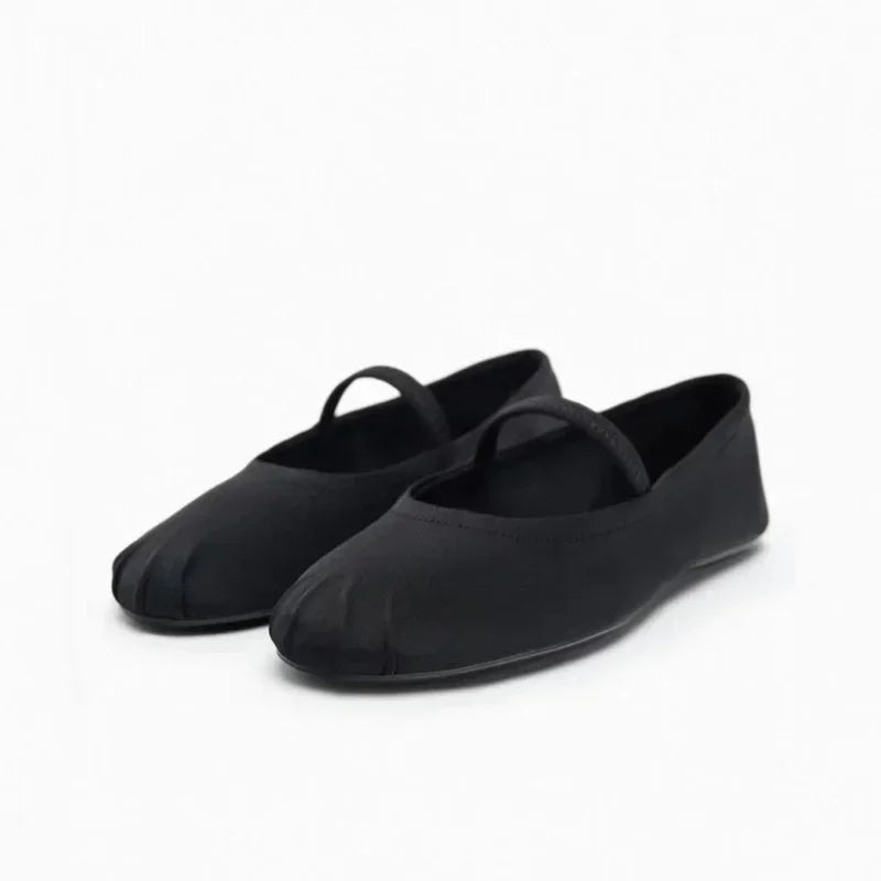 2026 Spring/Autumn Flats Mary Jane Shoes Round Toe Women's Shoes Rose Red Color Black Silk Satin Ballet Flats Women Shoes