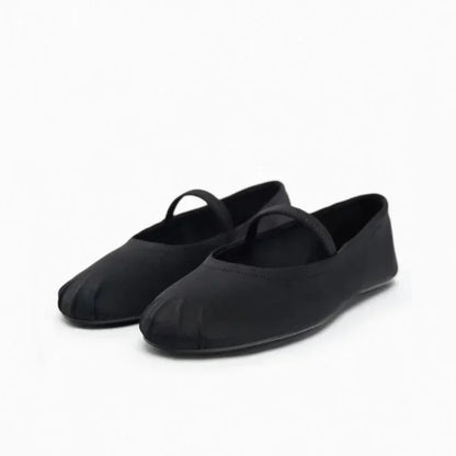 2026 Spring/Autumn Flats Mary Jane Shoes Round Toe Women's Shoes Rose Red Color Black Silk Satin Ballet Flats Women Shoes
